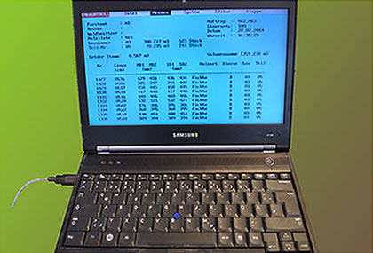 Holzvermessung am Notebook